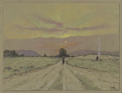 Chemin au soleil couchant