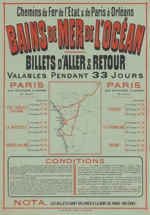 Chemins de Fer de L’Etat & de Paris à Orléans. Bains de mer de l’océan (1884)