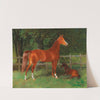 Chestnut with Foal in the Meadow by Hans Haag