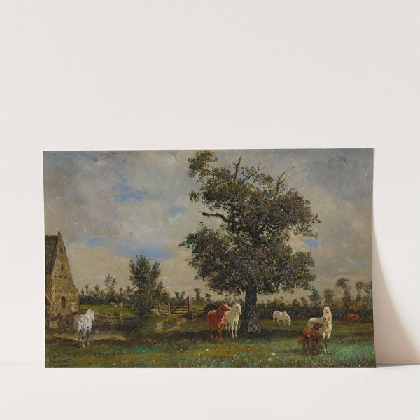 Chevaux Sous Un Pommier by Jules-Jacques Veyrassat