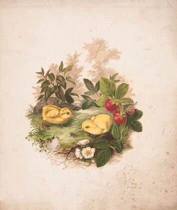 Chickens and strawberries (1875)