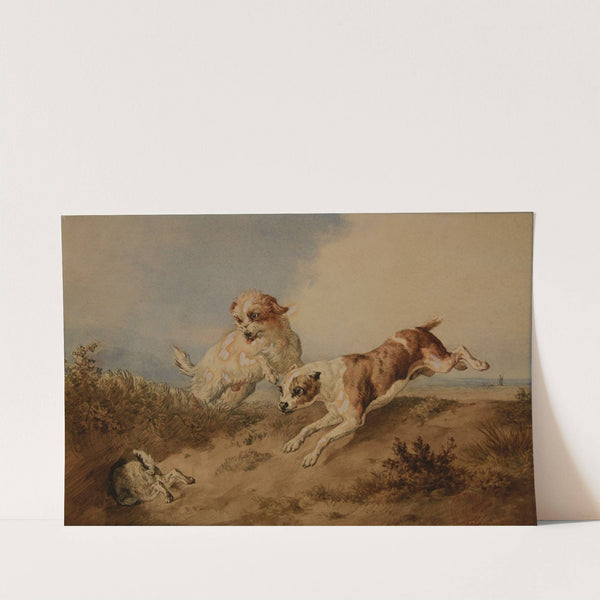 Chiens à la poursuite d&#039;un lapin by Jacques-Raymond Brascassat
