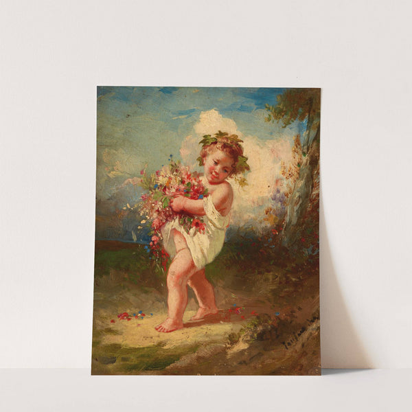 Child Carrying Flowers (1850) by François-Louis Lanfant De Metz