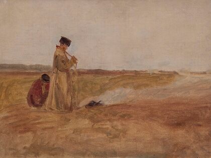 Child Cowherds by the Fire, sketch (1889 - 1905)
