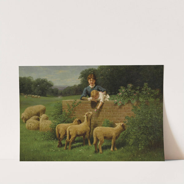 Child Feeding the Sheep by Samuel S. Carr