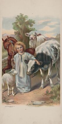 Child with lamb, horse, and cows (1901)