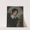 Childhood portrait of Oleś Walicki (1805–1831) with a dog by Józef Sonntag