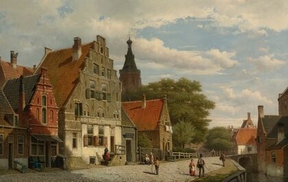 Children And Travellers Along The Canal