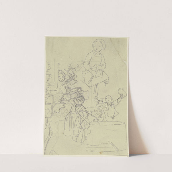 Children at a well by Jakob Becker