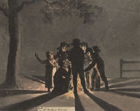 Children clustered around a Saint Martin’s bonfire