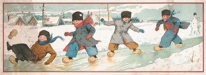 Children playing on the ice during winter