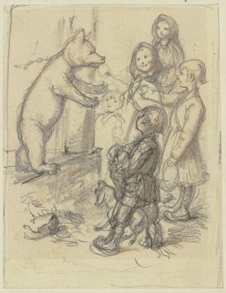 Children with a dancing bear