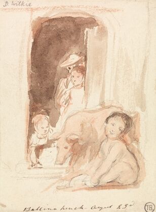 Children with Pig at a Doorway in Ballynahinch, Ireland