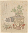 China Pot of Dwarf Bamboo, Bronze of Plum