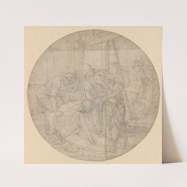 Christ at the Foot of the Cross, Mourned by Mary and John (early 16th century) by Nicolaas Hogenberg