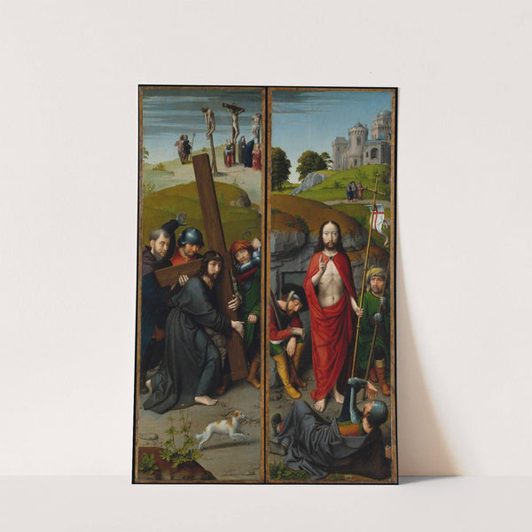 Christ Carrying the Cross, with the Crucifixion; The Resurrection, with the Pilgrims of Emmaus by Gerard David