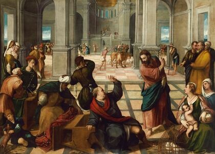 Christ driving the money changers from the Temple