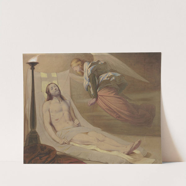 Christ in the grave, a mourning angel hovering over him (1851) by Eduard von Steinle