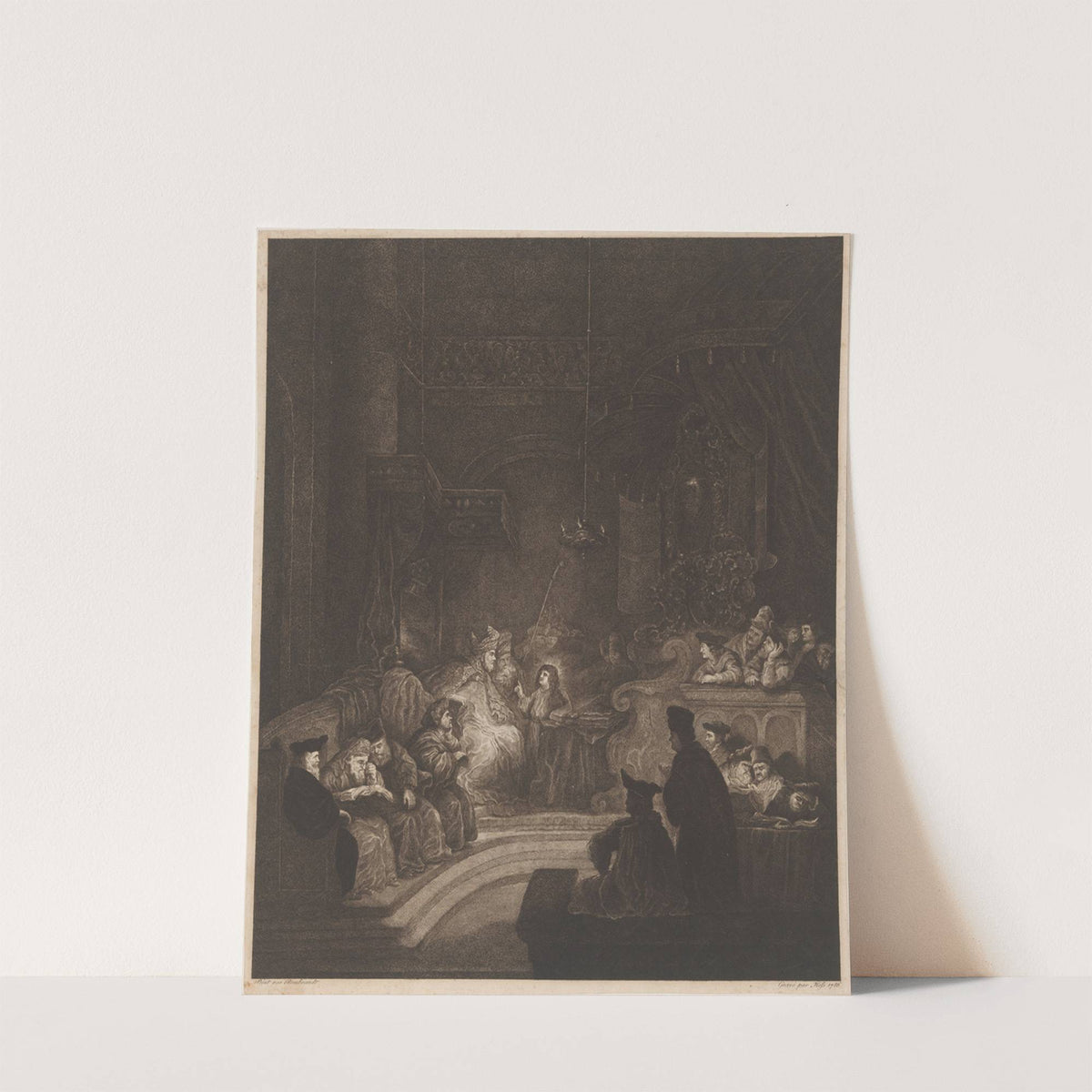 Christ preaching in the temple, after Rembrandt (1786) by Carl Ernst Christoph Hess