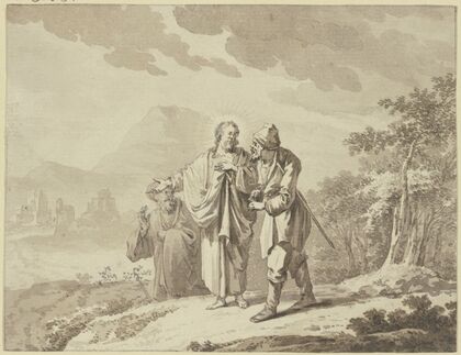 Christus und die Jünger auf dem Wege nach Emmaus