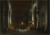 Church interior by candlelight