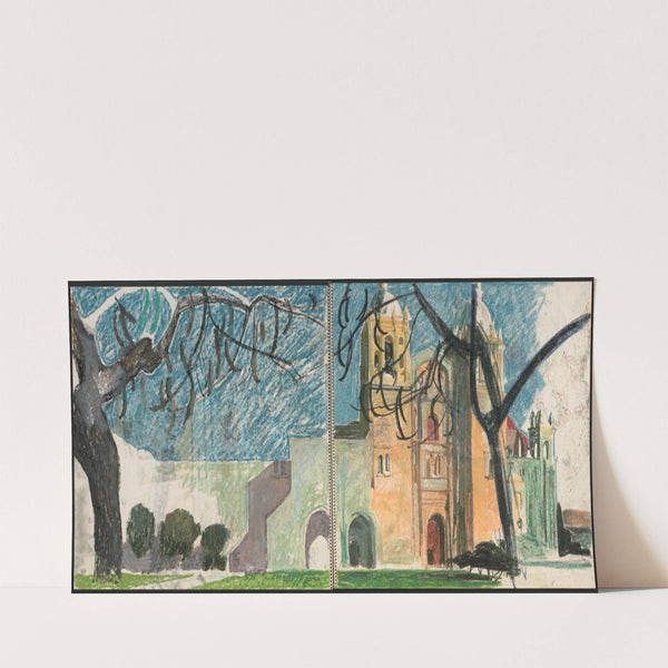 Church on plaza, Mexico by Victor Alfred Lundy