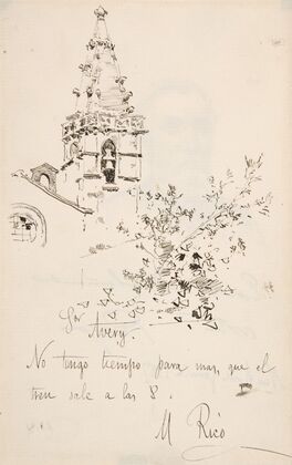 Church Tower with Inscription in Spanish to Avery
