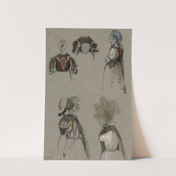 Cinq études de costumes féminins (profil et face) by René Marjolin