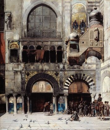 Circassian Cavalry Awaiting their Commanding Officer at the Door of a Byzantine Monument (1880)