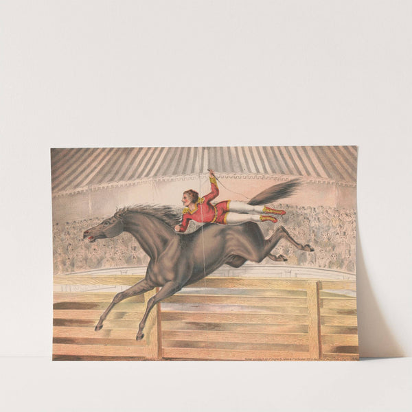 Circus performer riding a vaulting horse bareback (1873) by Gibson &amp; Co. Lith
