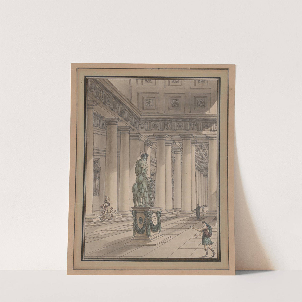 Classical Interior with a Statue of Hercules by Jean-Arnaud Raymond