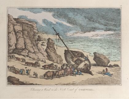 Clearing a Wreck on the North Coast of Cornwall (1822)