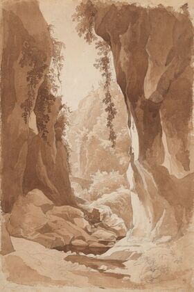 Cliffs Overhanging a River Gorge near Sorrento (recto)