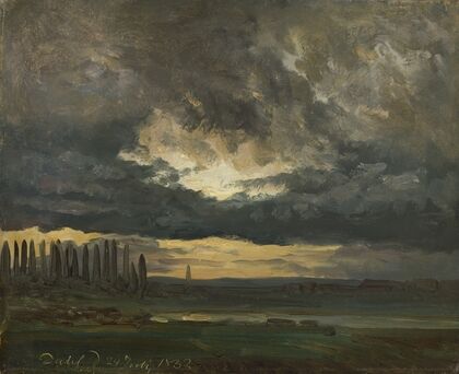 Cloud Study over the Elbe with Poplars