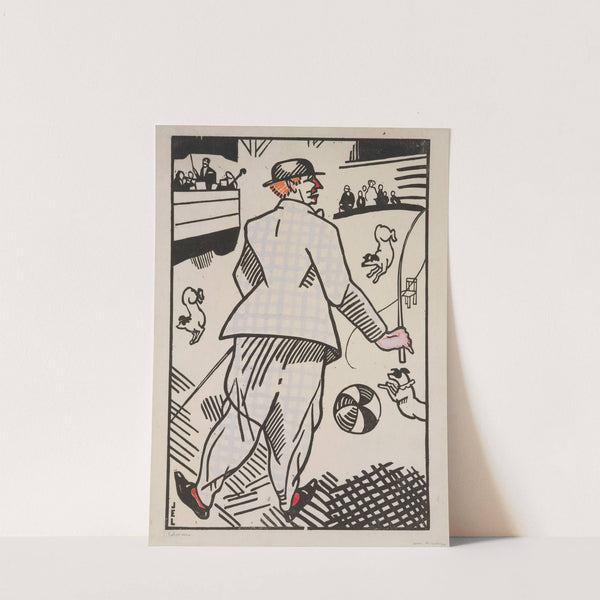 Clown with dogs (Le Clown aux Chiens) (1913) by Jean-Émile Laboureur