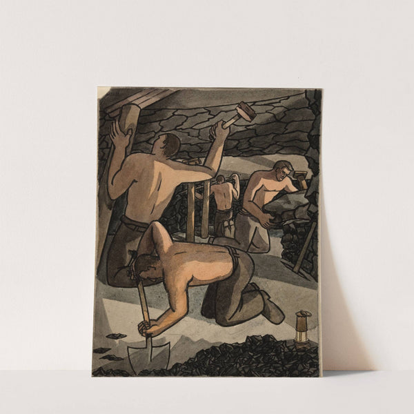Coal miners at work, cutting coal and propping by George Bissill