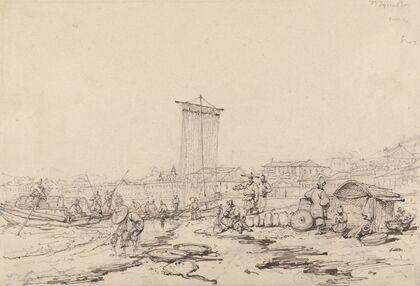 Coast Scene with Fishermen and Buildings, Macao