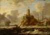 Coastal Fortress with Stormy Sea
