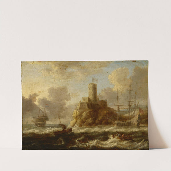 Coastal Fortress with Stormy Sea by Peter van de Velde