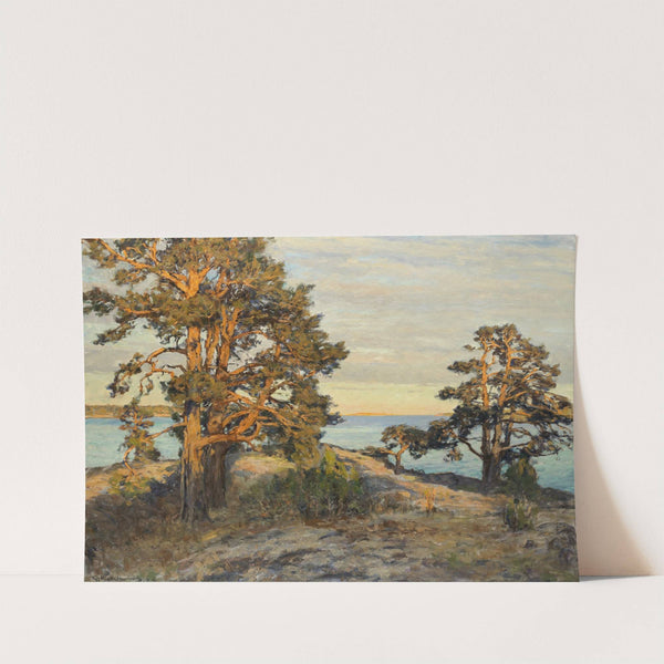 Coastal landscape at sunset by Gottfrid Kallstenius