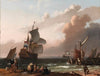 Coastal Scene with a Man-of-War and other Vessels