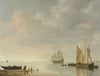 Coastal Scene With Ships Resting On Calm Waters
