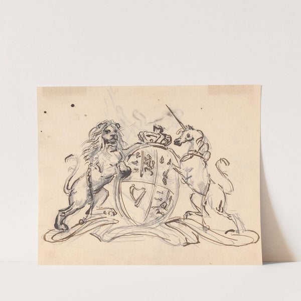 Coat of Arms flanked by a Unicorn and Lion by Sawrey Gilpin