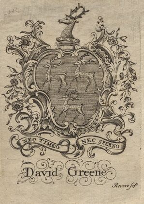 Coat of Arms with David Greene inscribed below