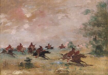 Comanche War Party, Mounted On Wild Horses