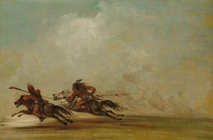 Comanche Warrior Lancing An Osage, At Full Speed
