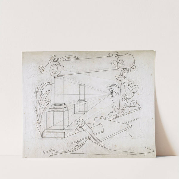 Composition relative à l'art de la perspective (dessin piqué pour le report) by Jacques François Carbillet