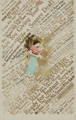Composition with a photo of a kissing couple