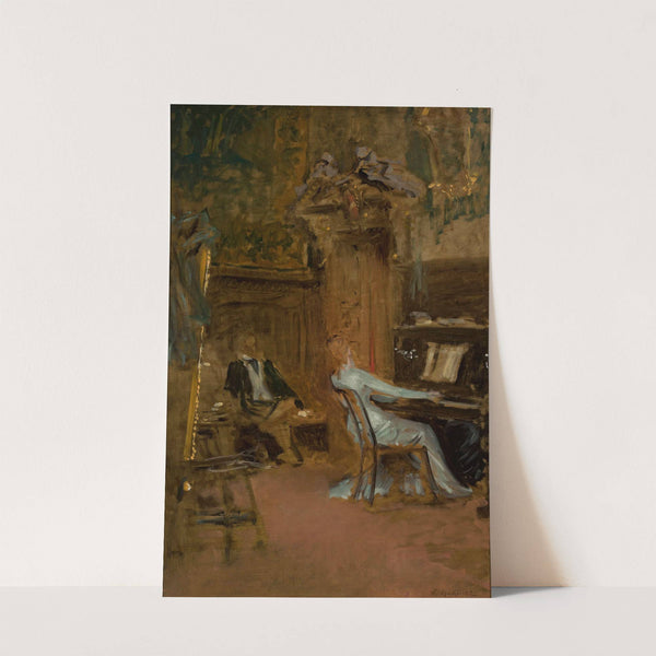 Concert in the living-room, sketch by Władysław Czachórski