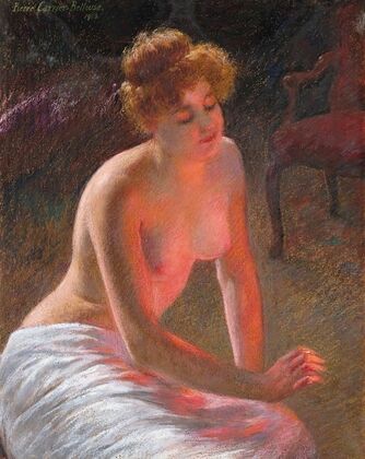 Contemplation by firelight